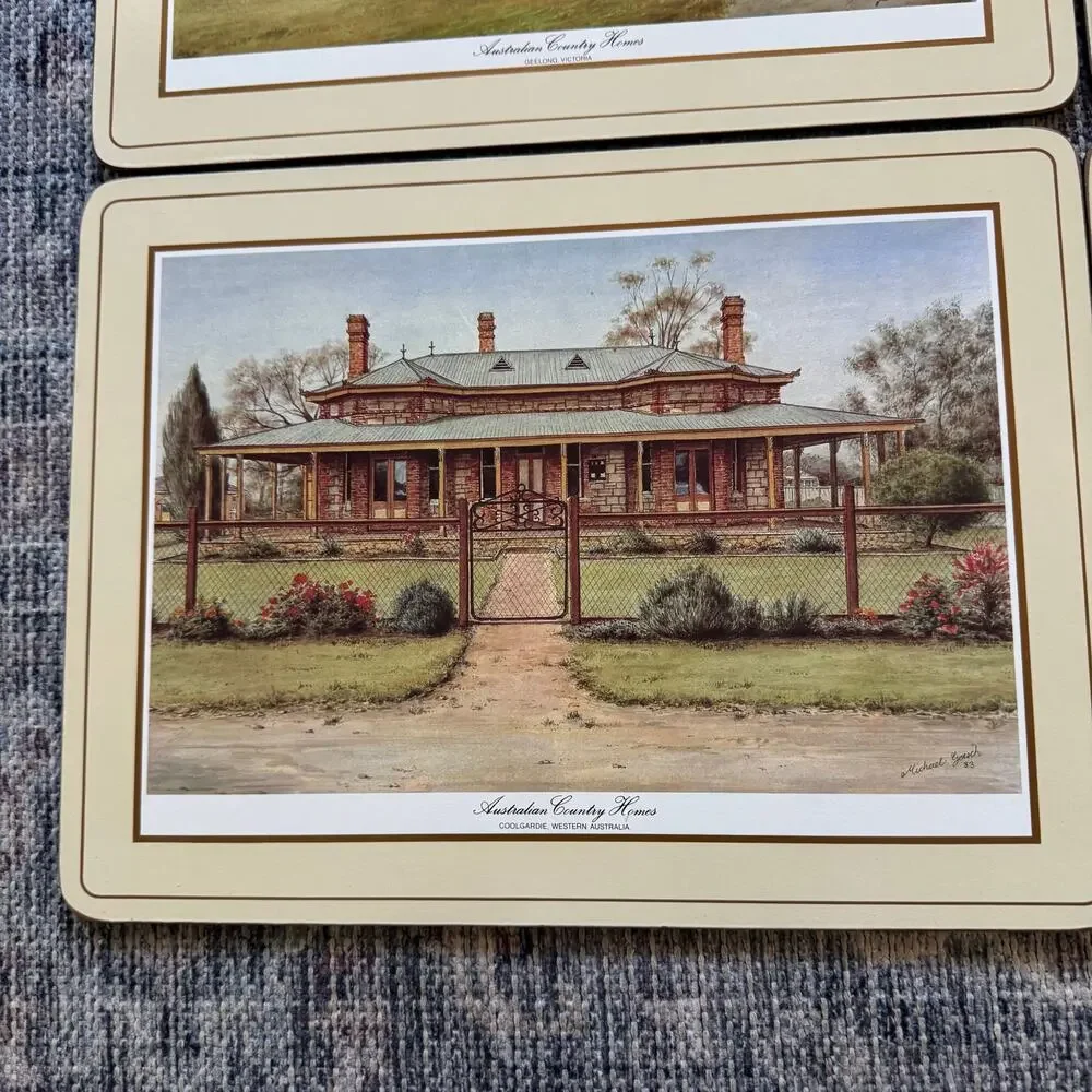 Pimpernel Australian Country Homes Set of 6 Placemats England Cork Back 9x12